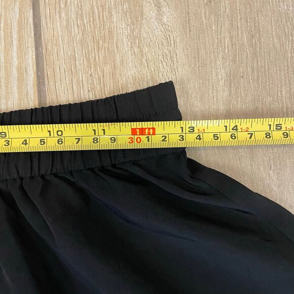LOFT Black A-Line Skirt XS Satin Feel Polyester Midi Skirt Minimalist Preowned - Picture 7 of 7